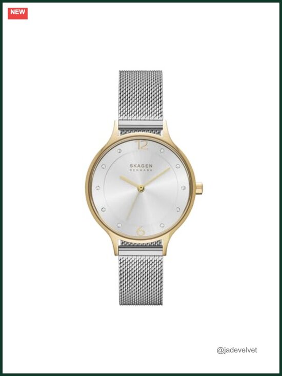 Skagen Anita Lille Women\'s Stainless Steel Mesh Watch with Crystal Accents